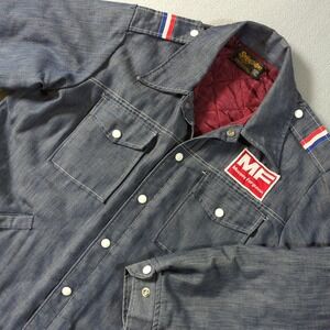 Vintage Swingster Massey Ferguson MF Denim Work Jacket Quilt Lined Blue XL